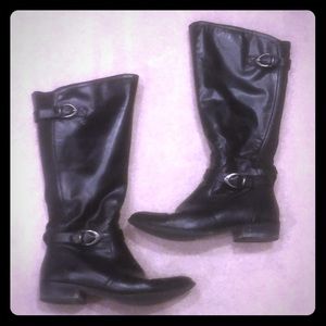 Tommy black leather knee high boots